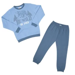 Mawi Pigiama due pezzi felpato bimbo azzurro/ stampato