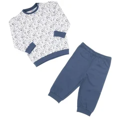 Mawi Pigiama due pezzi felpato bimbo bianco/e stampato