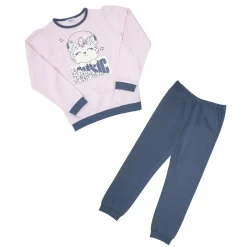 Mawi Pigiama due pezzi felpato bimba rosa/ stampato
