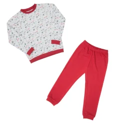Mawi Pigiama due pezzi felpato bimbo bianco/ stampato