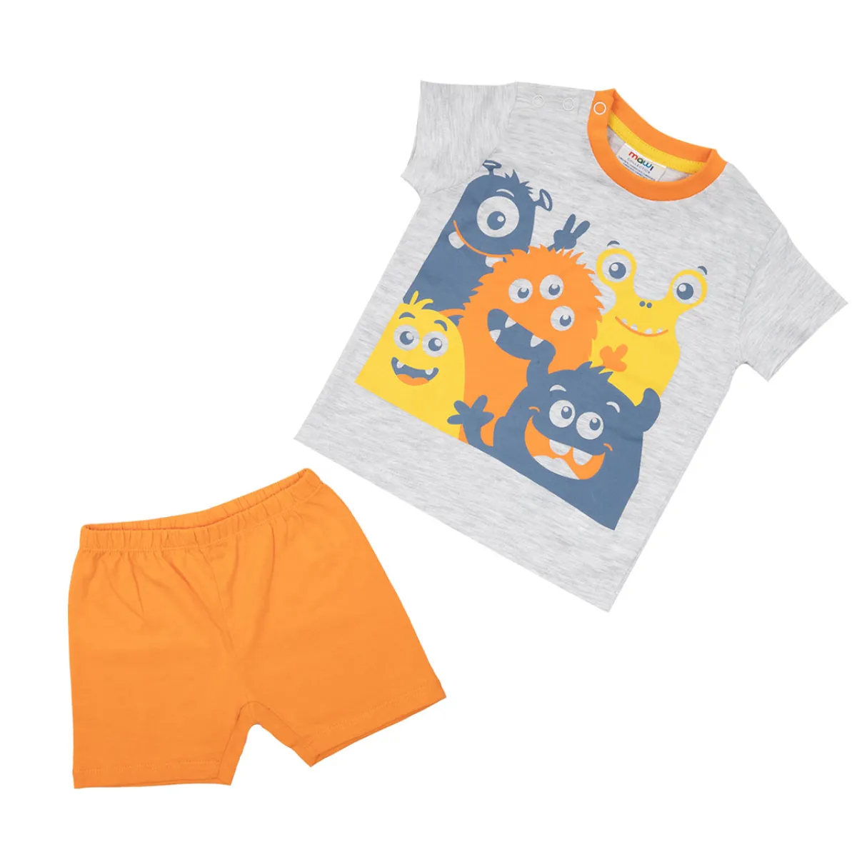 Mawi Pigiama estivo due pezzi bimbo grigio/arancio