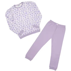 Mawi Pigiama lungo bimba due pezzi lilla stampato