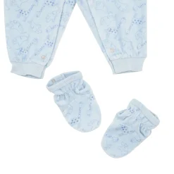 Mawi Pigiamone ciniglia bimbo azzurro stampato