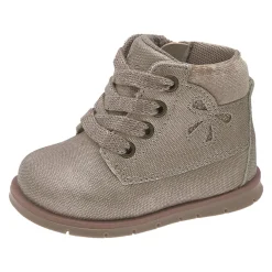 Chicco Polacchino formica beige con zip e stringato con fiocco –