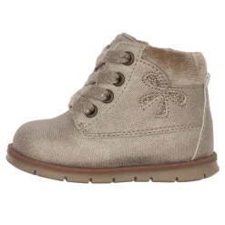 Chicco Polacchino formica beige con zip e stringato con fiocco –