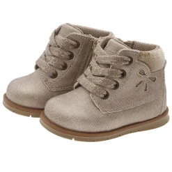 Chicco Polacchino formica beige con zip e stringato con fiocco –