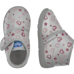 Chicco Polacchino tofu casa argento con all over cuori –