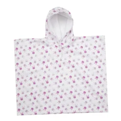 Mawi Poncho spugna bimba bianco stampato con cappuccio