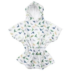 Mawi Poncho spugna bimbo bianco stampato con cappuccio