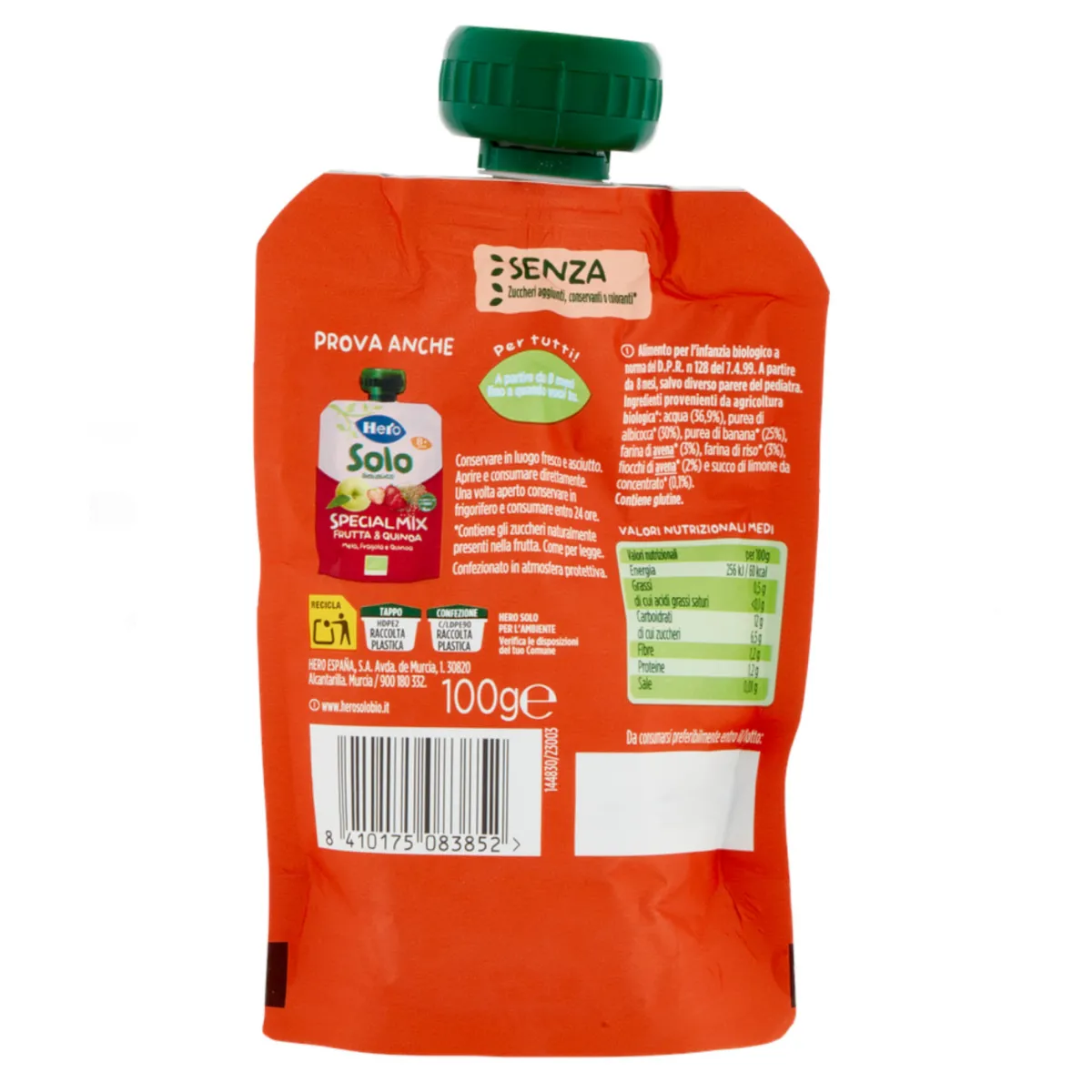 Hero Pouch frutta & avena con albicocca banana e avena 100 gr – solo