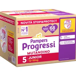 Catalogo Pampers Progressi mutandino taglia 5 junior quadri pacco x68 – pampers
