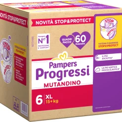 Catalogo Pampers Progressi mutandino taglia 6 xl quadri pacco x60 – pampers