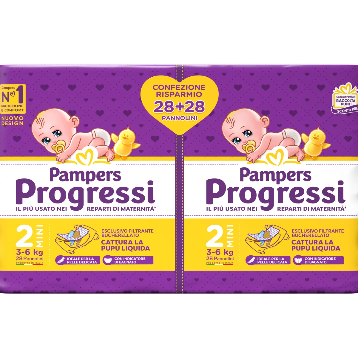 Catalogo Pampers Progressi taglia 2 mini (3-6 kg) conf. 28+28 pezzi – pampers
