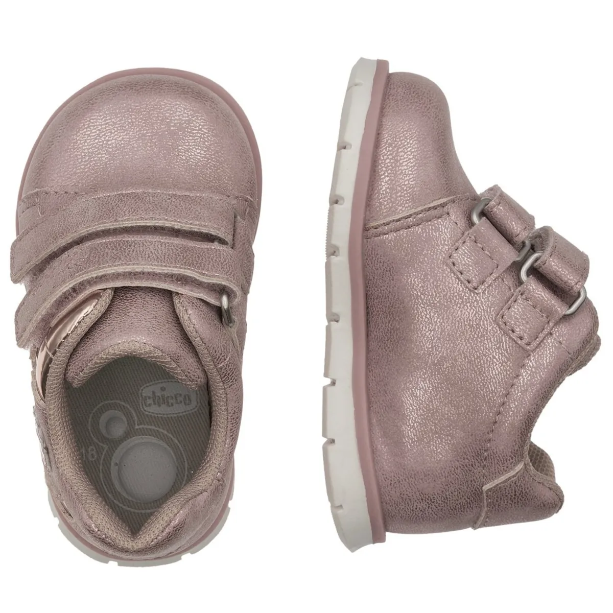 Chicco Scarpa fenix doppio velcro rosa con fiore laterale –