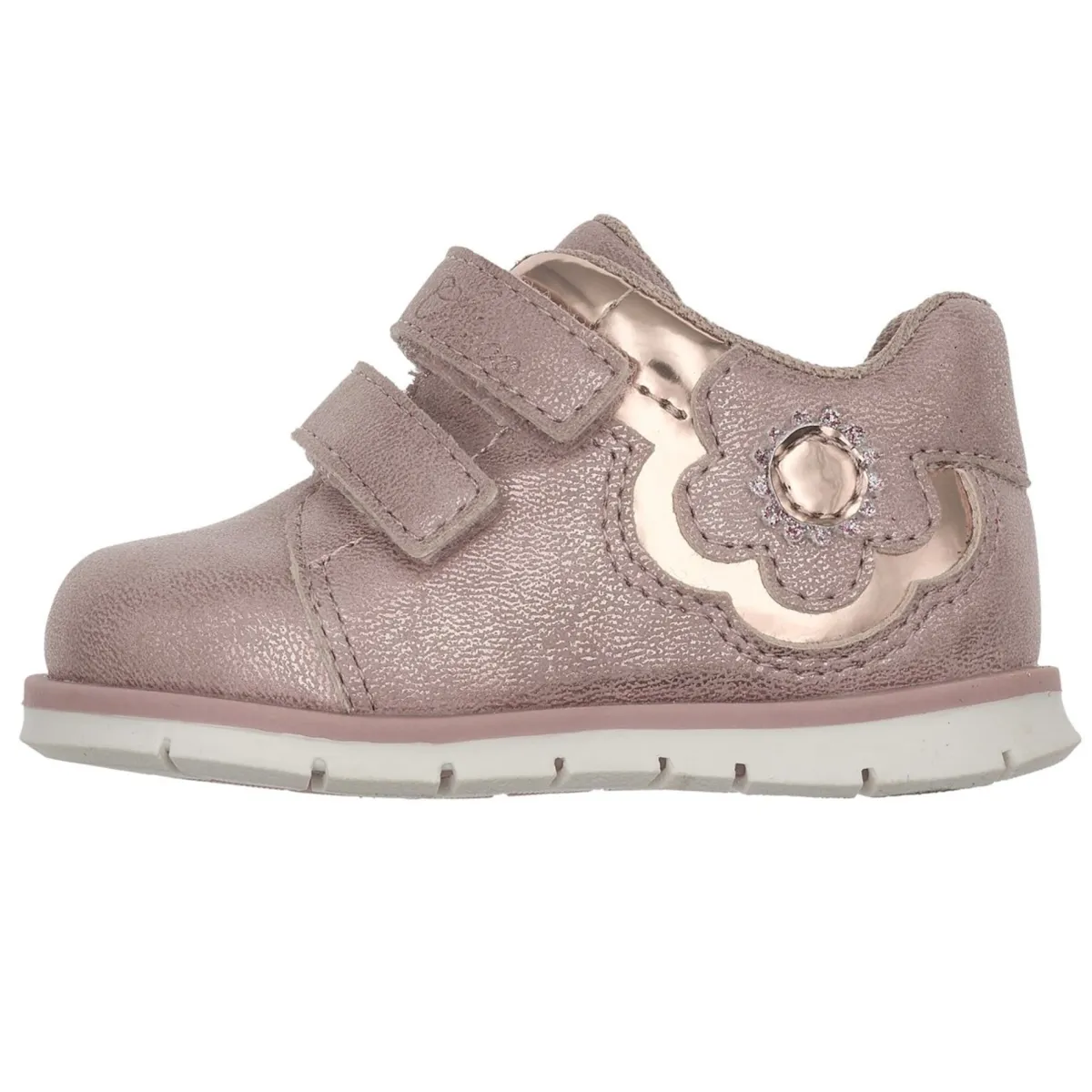 Chicco Scarpa fenix doppio velcro rosa con fiore laterale –