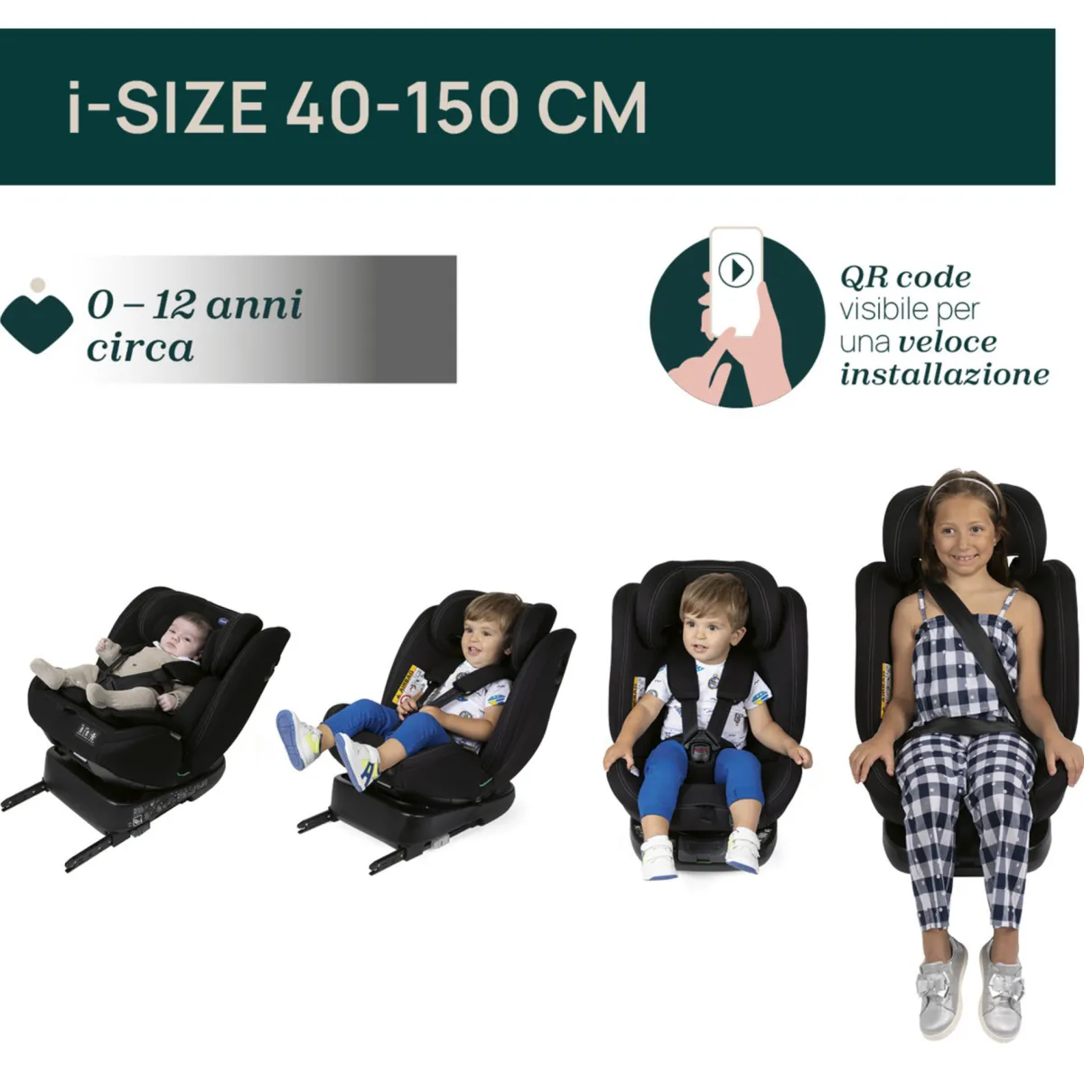 Chicco Seggiolino auto unico evo i-size (40-150 cm) grey black –