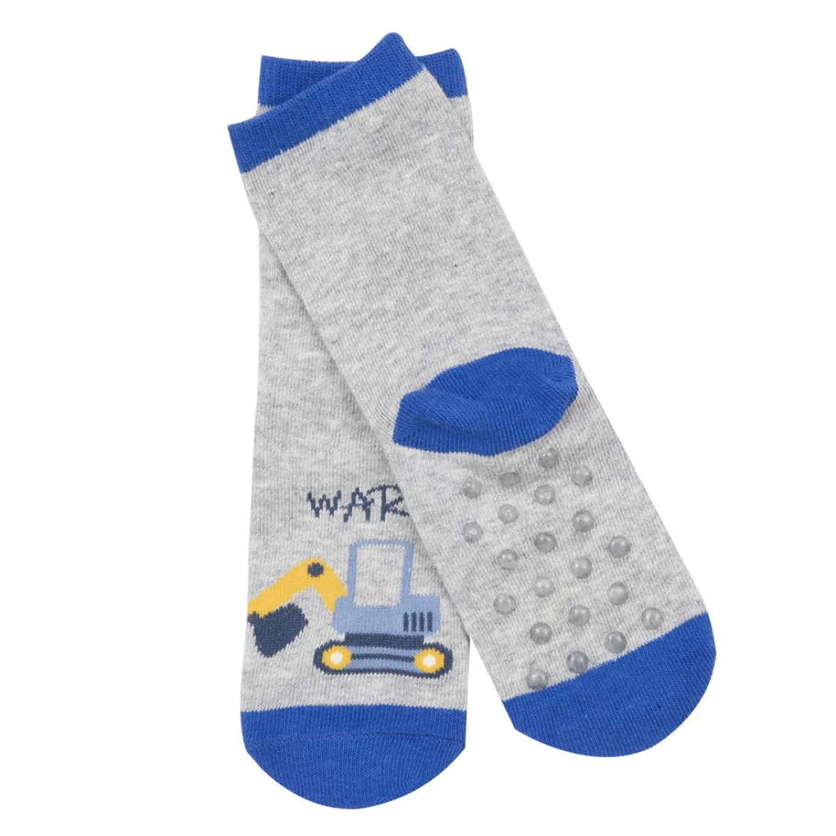 Mawi Set 2 paia di calze antiscivolo bimbo “ruspa blu”