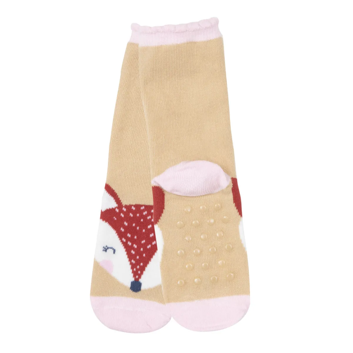 Mawi Set 2 paia di calze antiscivolo bimba rosa e beige stampate