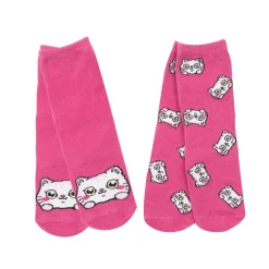 Mawi Set 2 paia di calze antiscivolo bimba rosa con gattino