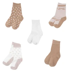 Mawi Set 5 paia di calze bimba bianco e marrone