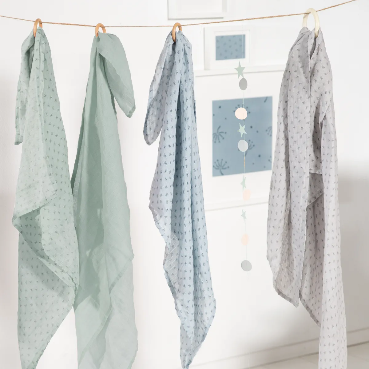 ROBA GMBH Set 2 pcs tenda mussola 120×120 frosty green – roba