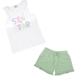 Mawi Set 2 pezzi cabotta + pantaloncino bianco/ stampato