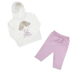 Mawi Set 2 pezzi felpa + pantalone bimba bianco/