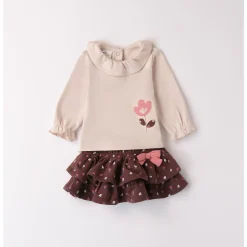 Mignolo Set 2 pezzi gonna fiori marrone e maglietta