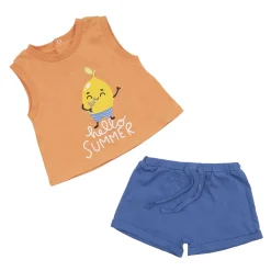 Mawi Set 2 pezzi jersey canotta e shorts bimbo arancio/blu
