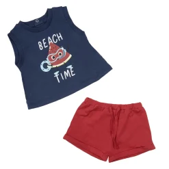 Mawi Set 2 pezzi jersey canotta e shorts bimbo /rosso