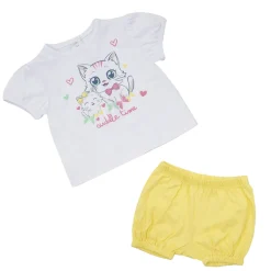 Mawi Set 2 pezzi jersey t-shirt e shorts bimba bianco/
