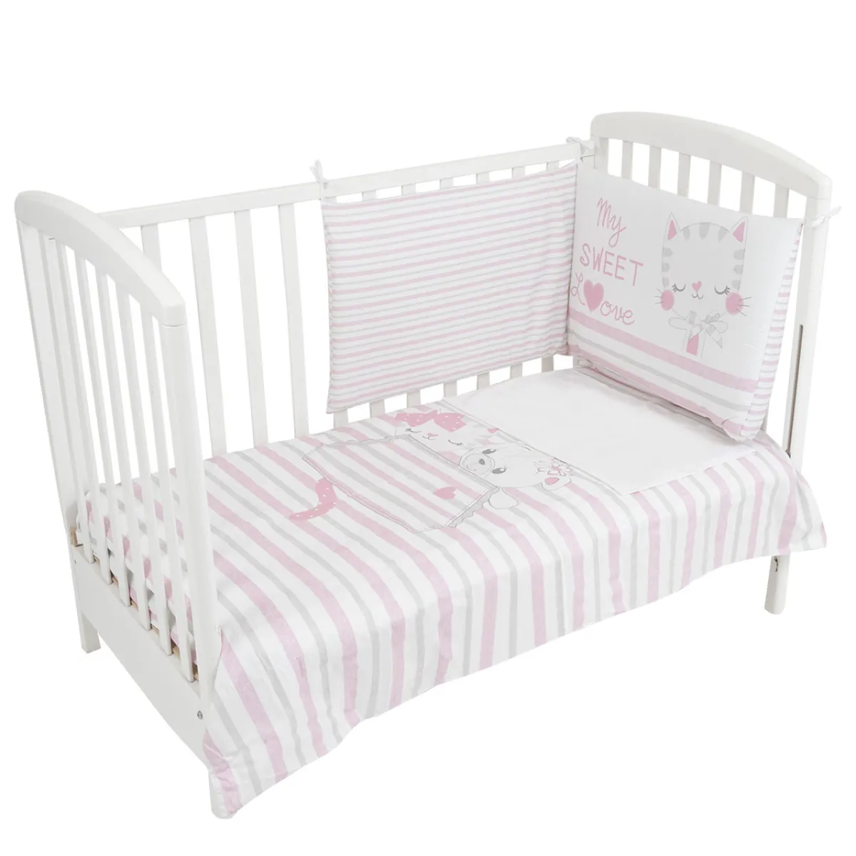 Mawi Set 3 pezzi lettino gatto rosa