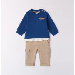 Mignolo Set 2 pezzi pantalone beige felpa royal