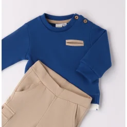 Mignolo Set 2 pezzi pantalone beige felpa royal