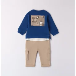 Mignolo Set 2 pezzi pantalone beige felpa royal