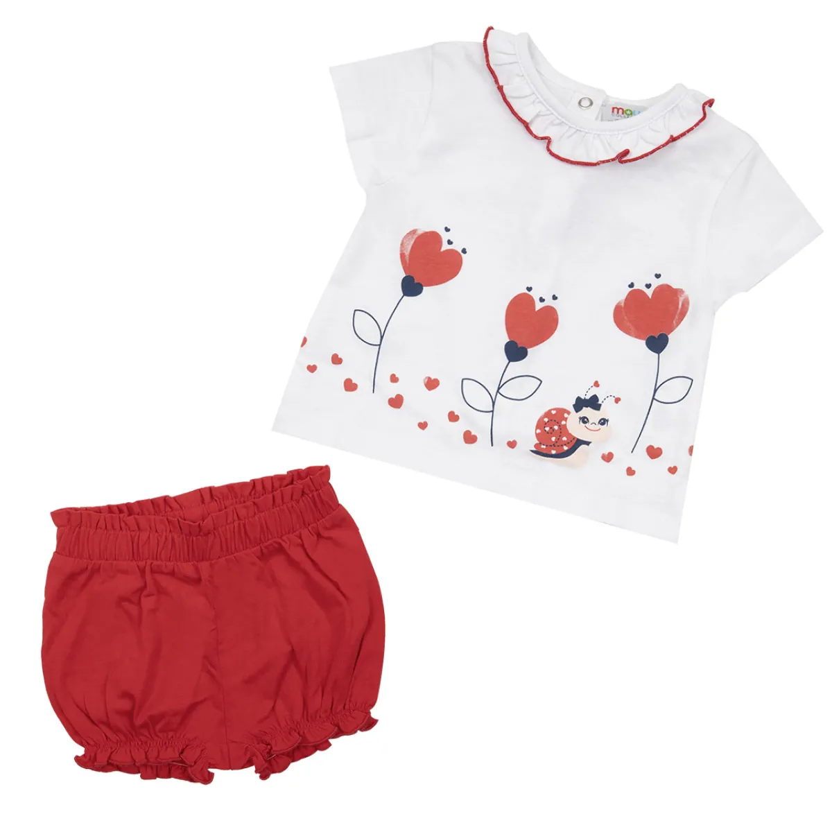 Mawi Set 2 pezzi t-shirt e pantaloncino bimba floreale bianco/