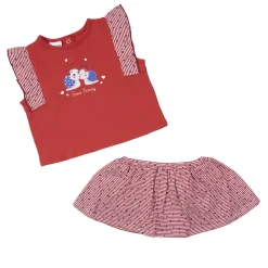 Mawi Set 2 pezzi t-shirt giromanica e gonna bimba bianco/