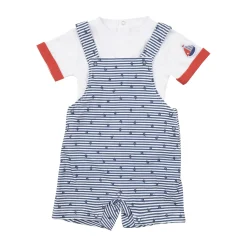 Mawi Set 2 pezzi t-shirt mezza manica e salopette bianco/blu