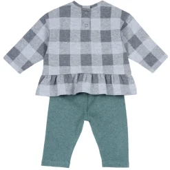 Chicco Set 2 pz sweat shirt leggings check con fiore applicato –