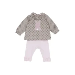 Chicco Set 2 pz top punto milano pois+leggings rosa con fiocchi –