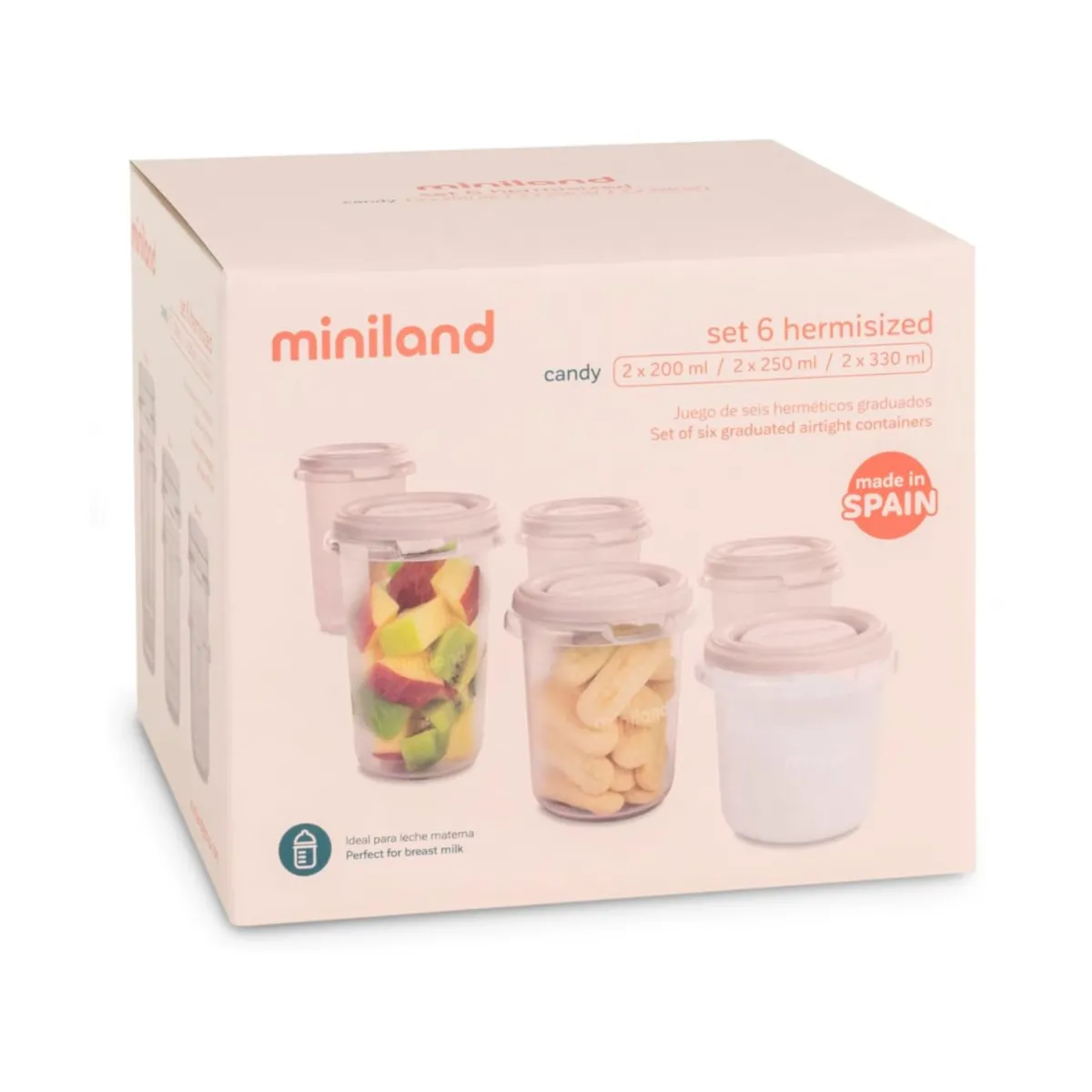 Miniland Set di 6 contenitori ermetici candy –