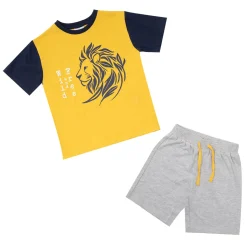 Mawi Set due pezzi t-shirt + shorts bimbo giallo/blu “leone”