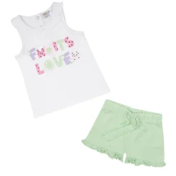 Mawi Set jersey due pezzi canotta + short bimba bianco/