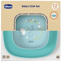 Chicco Set piatto piano e ciotola 12m+ azzurro –