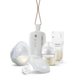Avent Set tiralatte elettrico indossabile singolo hands free + biberon natural response 125ml + sacchetti conserva latte – philips