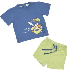 Mawi Set t-shirt + pantaloncino blu/ shark