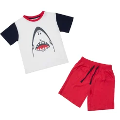 Mawi Set t-shirt + pantaloncino bianco/ shark