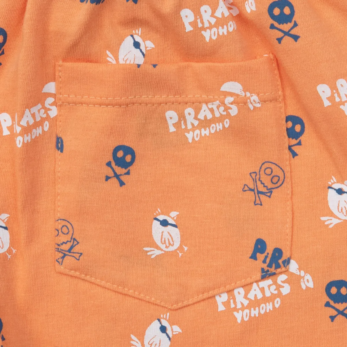Mawi Short jersey bimbo arancio stampa pirati