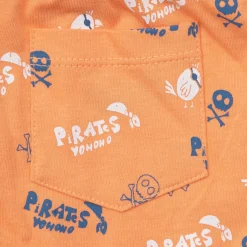 Mawi Short jersey bimbo arancio stampa pirati