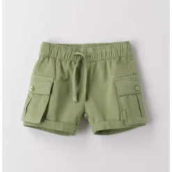 IDO Short popeline verde con tasconi